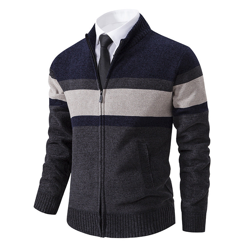Herren Strickjacke Strukturiert Hochschließend Modern