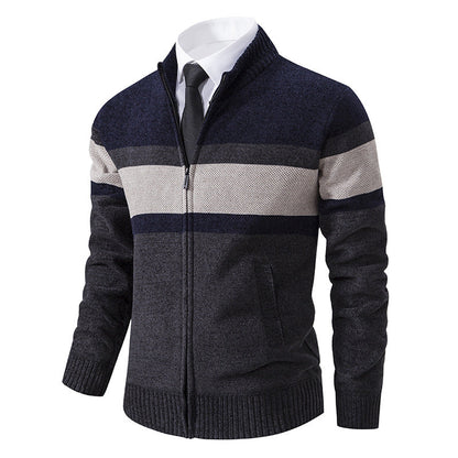 Herren Strickjacke Strukturiert Hochschließend Modern