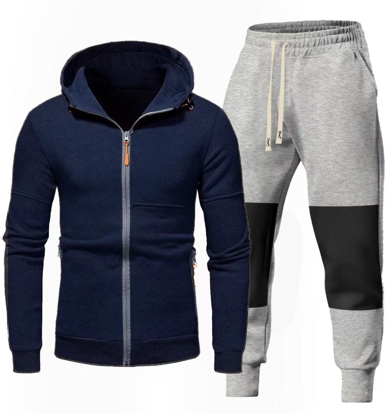 Herren Sportset Hoodie Jogginghose mit Reißverschlusstaschen