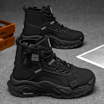 Damen Schnürstiefel Hohe Absätze Rutschfest Stylisch Schwarz