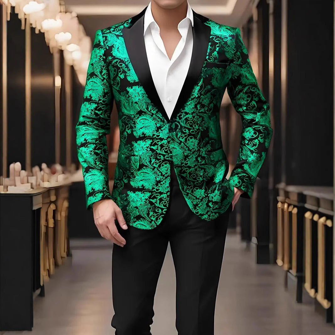 Herren Blazer Pailletten Jackett Floral Modern Glamour