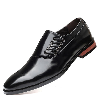 Damen Schnürschuhe Hochglanz Leder Elegante Schuhe Schwarz