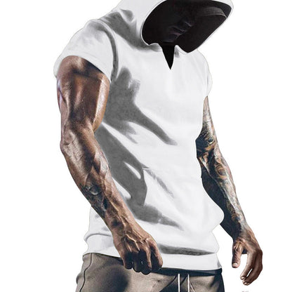 Herren Hoodie Kurzarm Sportlich Grau