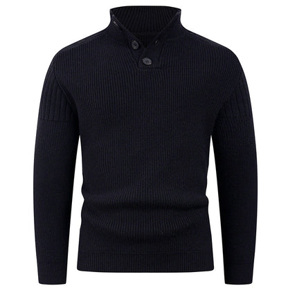 Herren Pullover mit Rippstruktur und Halbreißverschluss Modern
