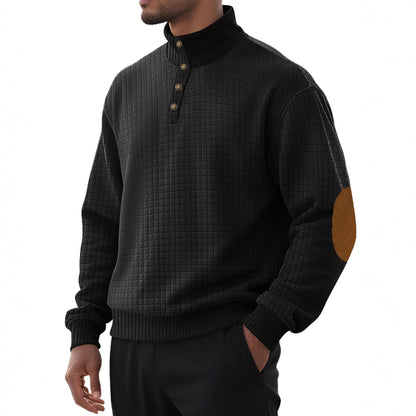 Herren Pullover Stehkragen Modern Leder Optik