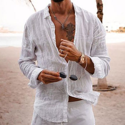 Leinenhemd Herren Lässig Sommer Modern