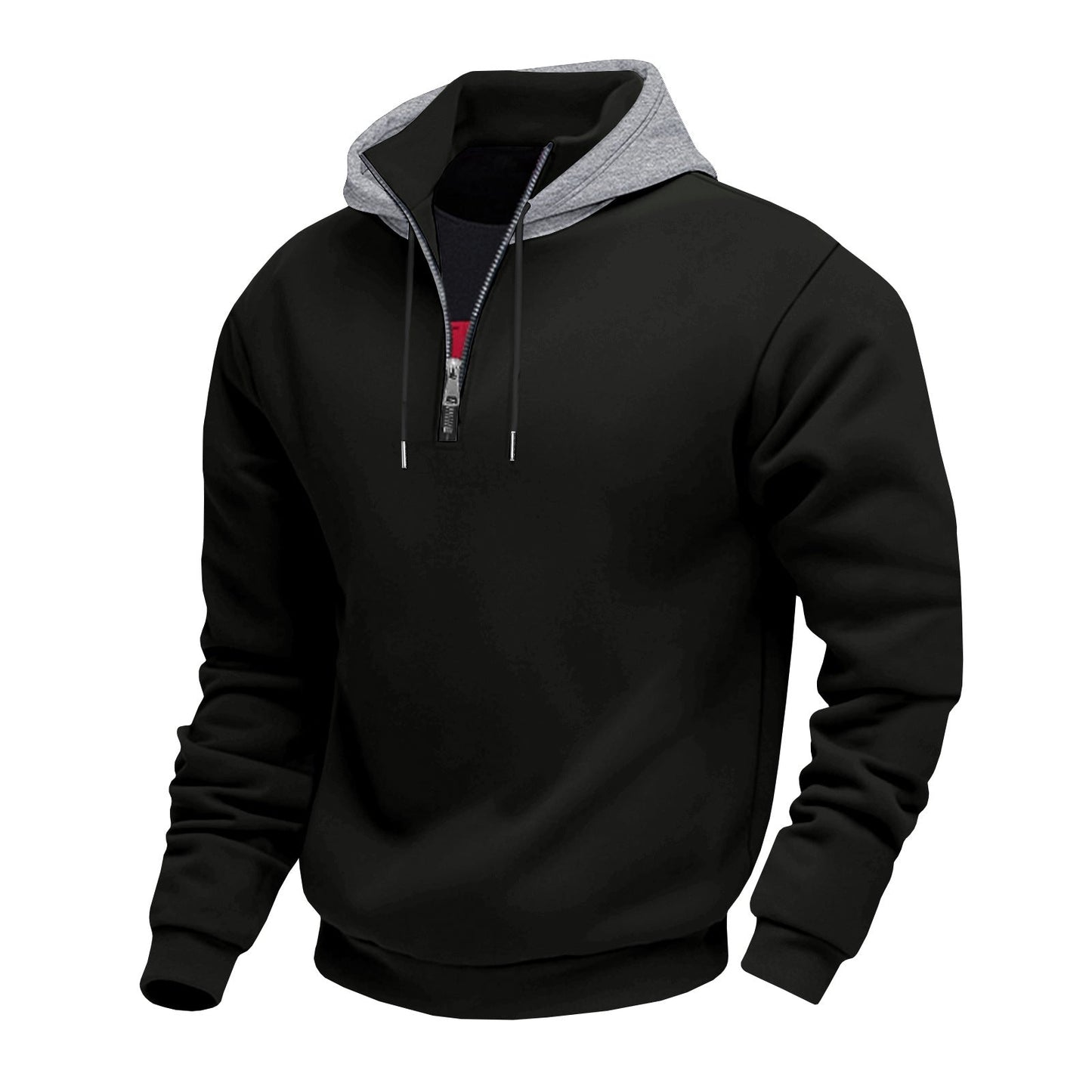 Männer Kapuzenpullover Mit Reißverschluss Kontrastfutter Modern