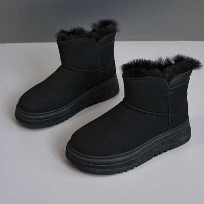 Damen Winterstiefel Warm Flauschig Rutschfest Schwarz
