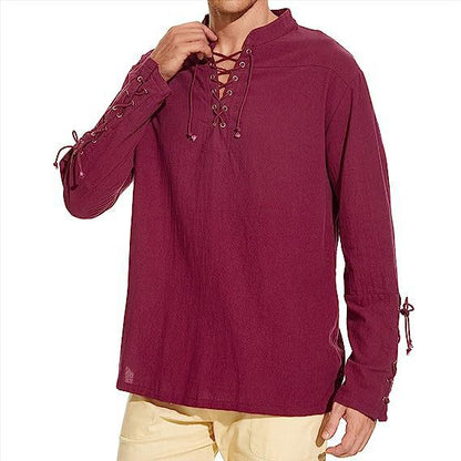 Herren Langarmshirt Modern Schnürdesign Lässig