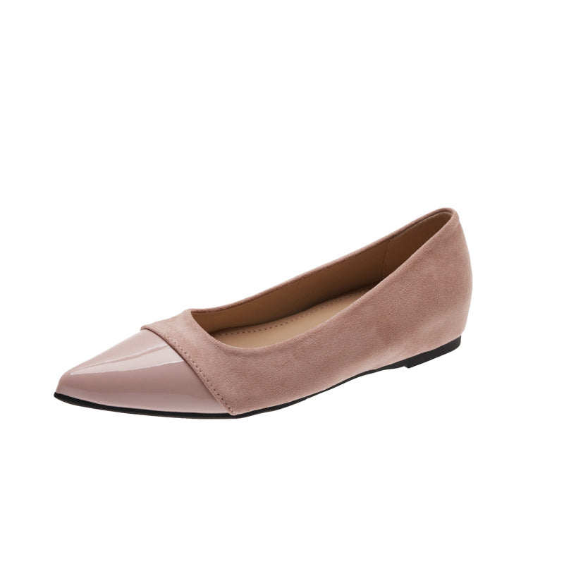 Damen Ballerinas Elegante Lack und Veloursleder Schuhe
