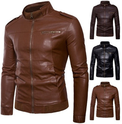 Herren Lederjacke Bikerstyle Modern Schwarz