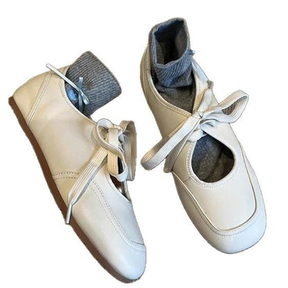 Damen Ballettschuhe Elastisch Knöchelschutz Schleifenverschluss Elegante Mode