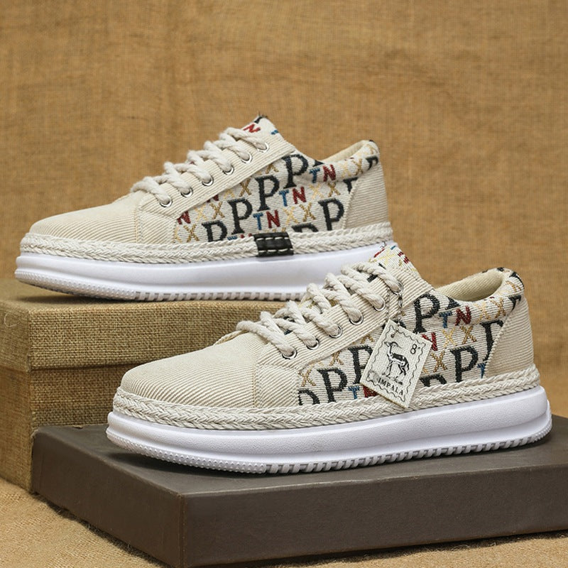 Damen Sneaker Modisch Geflochtene Sohle Bequem Canvas