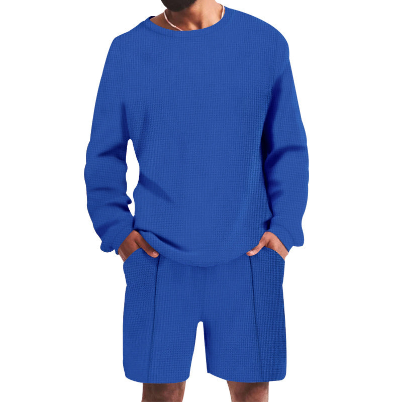 Herren Sportset Sweatshirt und Shorts atmungsaktiv Waffelstrick - BerlinGlamour