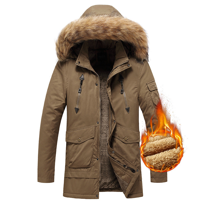 Herren Winterjacke Isoliert Warm mit Kunstfellkragen