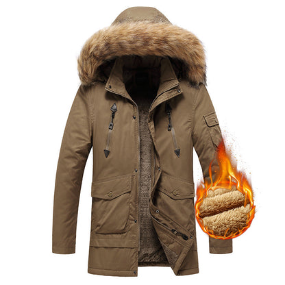 Herren Winterjacke Isoliert Warm mit Kunstfellkragen