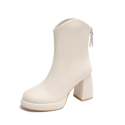 Damen Stiefel Elegante Ankle Boots Blockabsatz Reißverschluss Schwarz