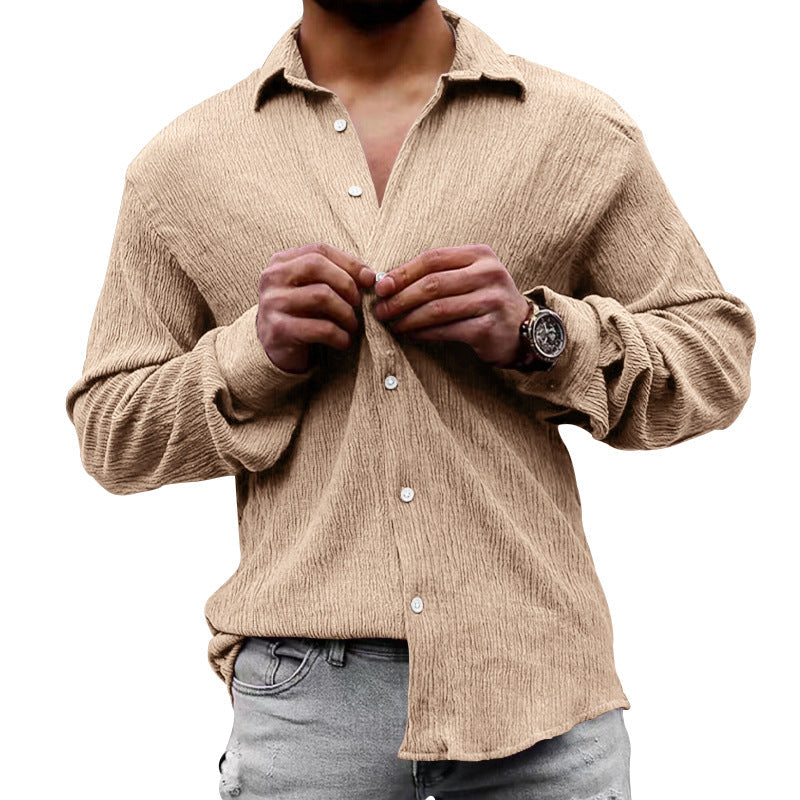 Herren Langarmhemd Lässig Strukturiert Casual
