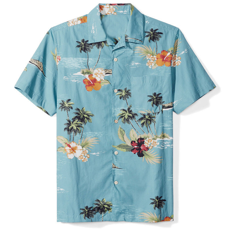 Herren Hemd Kurzarm Hawaii-Design Blumenmuster Modern - BerlinGlamour
