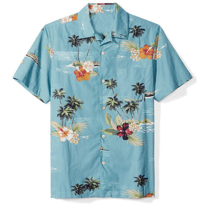 Herren Hemd Kurzarm Hawaii-Design Blumenmuster Modern - BerlinGlamour