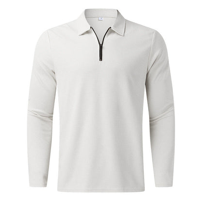 Herren Poloshirt Langarm Reißverschluss Modern