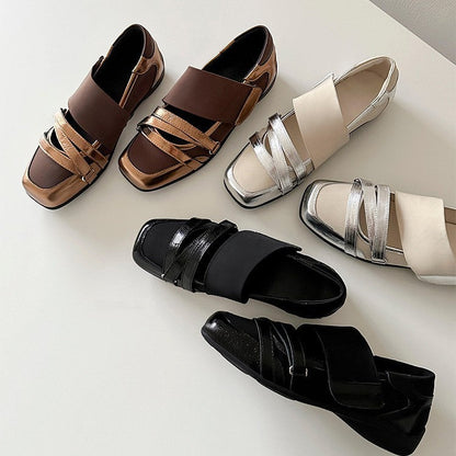 Damen Ballerina Schuhe Metallic Details Modern