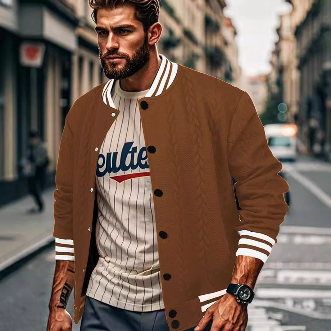 Herren Collegejacke Lässig Mit Kontraststreifen