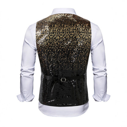 Herren Weste Elegante Paillettenjacke Luxus Glanz