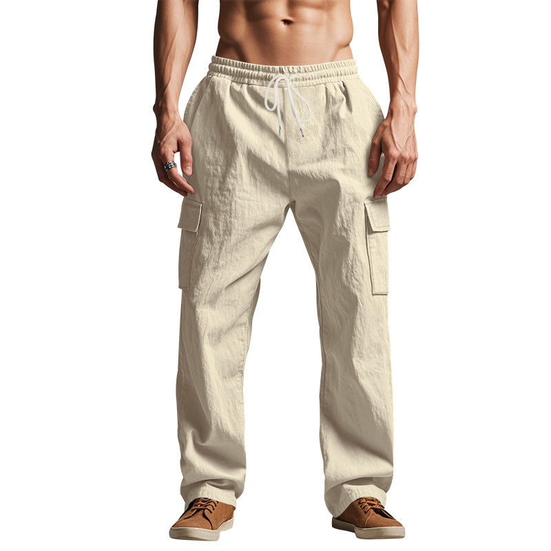 Herren lockere Cargohose mit elastischem Bund und praktischen Seitentaschen. Diese Taschen sind ideal für den täglichen Gebrauch, bieten viel Platz für alle wichtigen Dinge und sind aus robustem Material