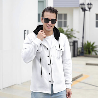 Herren Hybrid-Jacke Modern mit Abnehmbarer Kapuze und Taschen
