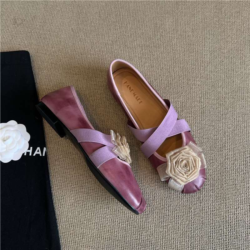 Damen Ballerinas Blumen Applikation Komfortschuhe