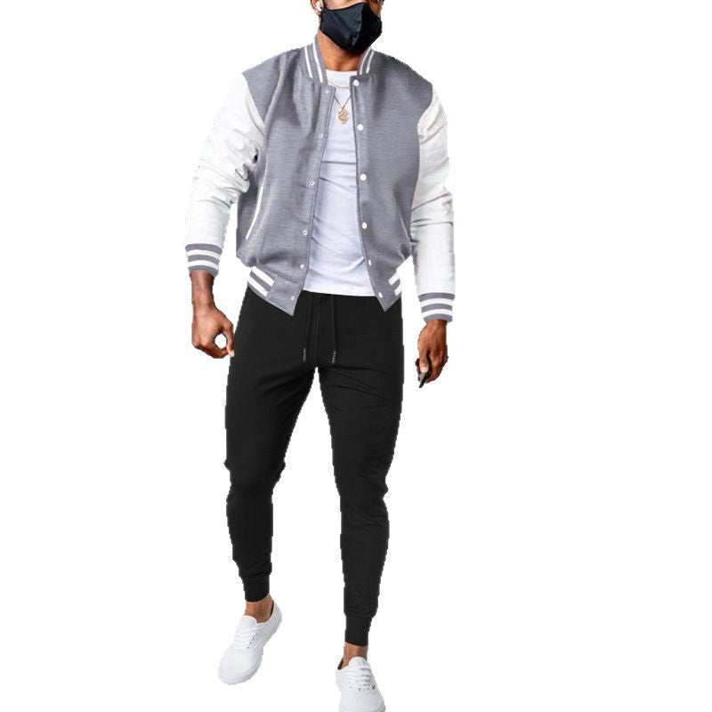 Herren Sportjacke Modern College Style Kontrast