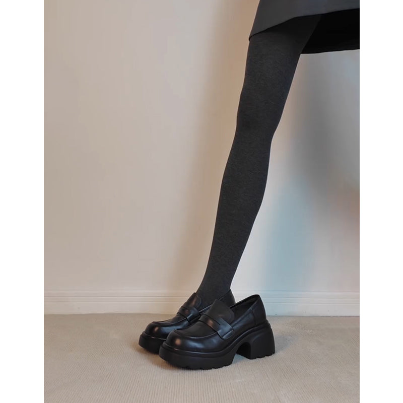 Damen Loafers Elegante Blockabsatz Schuhe mit Riemchen