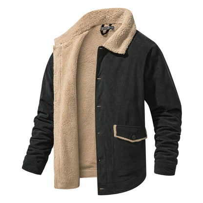 Herren Cordjacke Weich Innenfutter Leder Optik