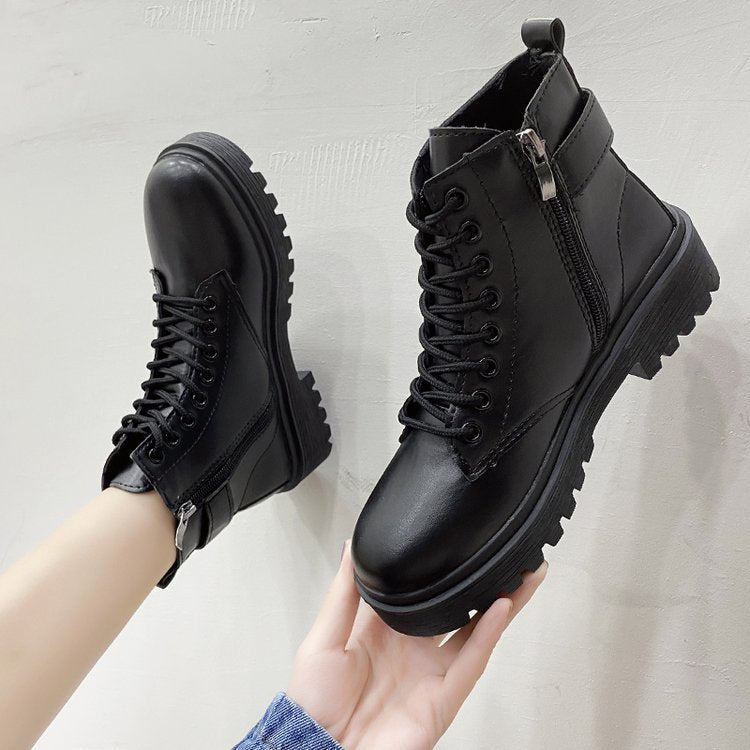 Damen Stiefeletten Schnürschuhe Robust mit Reißverschluss - BerlinGlamour