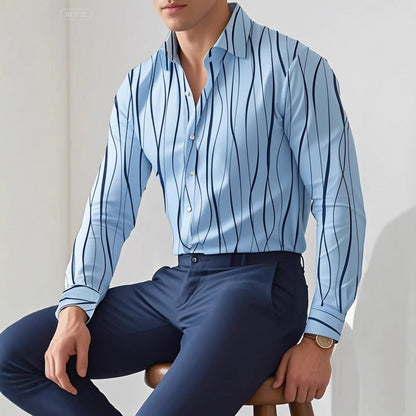 Herren Hemden Moderne Streifen Elegant Slim Fit