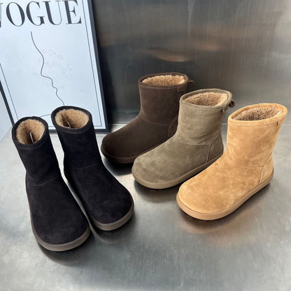 Damen Winterstiefel Weiches Wildleder Fleecegefüttert Warm