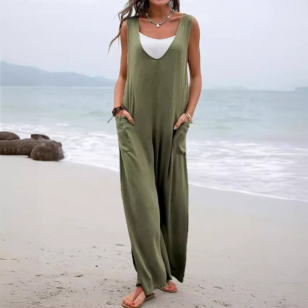 Damenoverall Bequem Sommer Leicht mit Taschen - BerlinGlamour