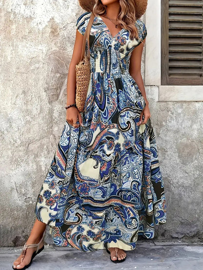 Damen Maxikleid mit Blumenmuster und schmeichelndem Schnitt