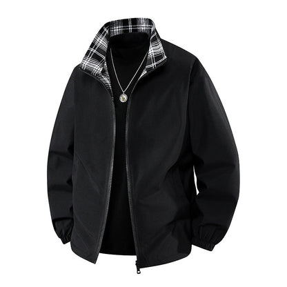 Herren Bomberjacke Leicht Kariert Modern