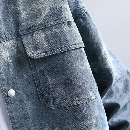 Herren Denimjacke Lässig Used Look Jeansjacke Männer