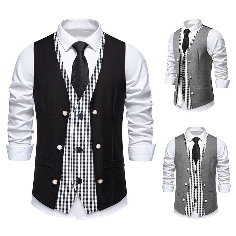 Herren Weste Elegant Kariert Modern