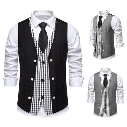 Herren Weste Elegant Kariert Modern