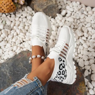 Damen Sneaker Sportlich Leopardenmuster Atmungsaktiv
