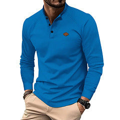 Herren Langarmshirt Baumwollmix Strukturiert Modern