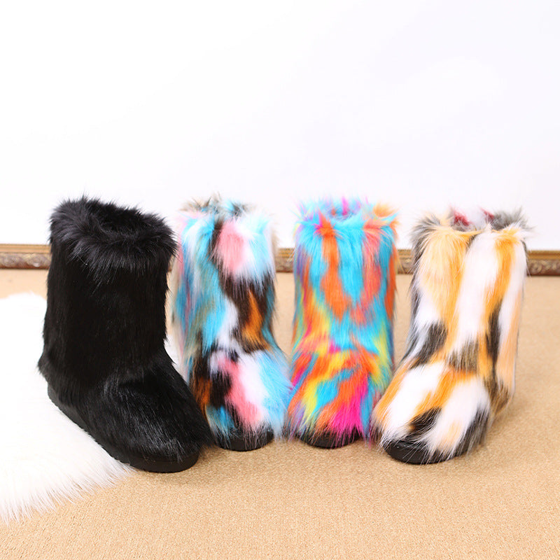Damen Winterstiefel Warm mit Kunstfell-Futter Rutschfest