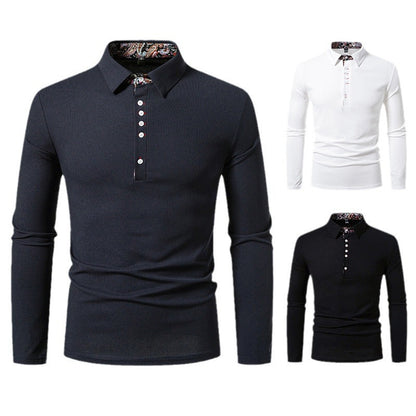 Herren Poloshirt Langarm Moderner Kragen Style