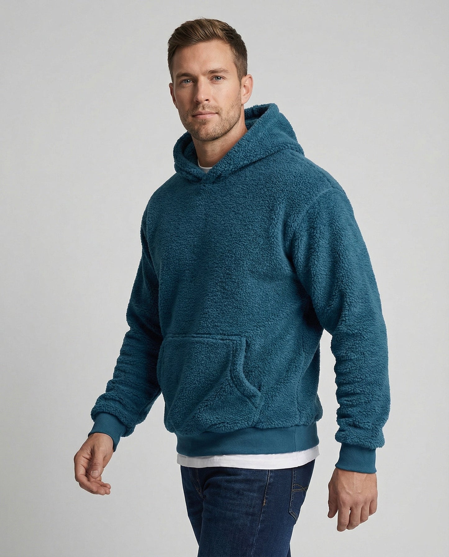 Weicher Teddy-Pullover Herren mit Taschen Praktisch