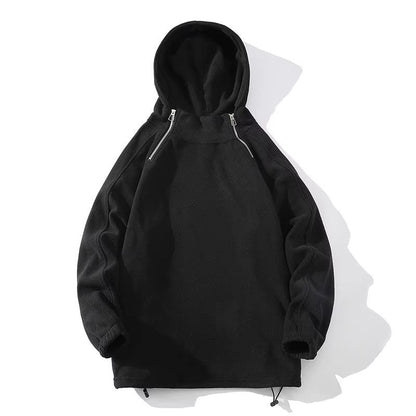 Herren Fleece Hoodie Reißverschluss Hoher Kragen Warm