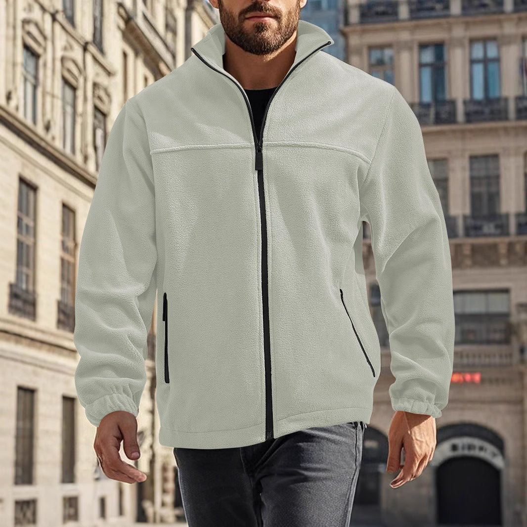 Herren Fleecejacke Stehkragen Warm mit Taschen